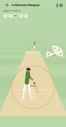 Super Over: a batter at the crease, needing eleven runs from two balls.